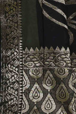 Banarasi soft silk saree with floral golden motifs weaving- Black