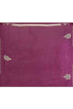 Banarasi soft silk saree with gold and silver zari weaving and cutdana embroidery in border- Violet