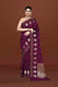 Banarasi soft silk saree with gold and silver zari weaving and cutdana embroidery in border- Violet