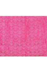 Pure handloom mashru silk plain saree with narrow golden border, woven pallu and blouse-Fuchsia pink
