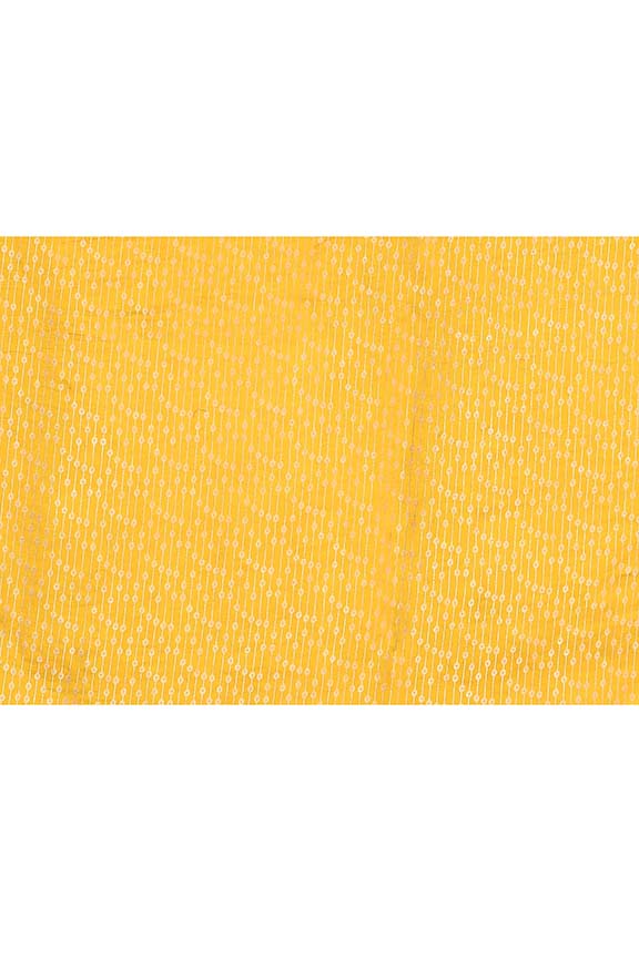Pure handloom mashru silk self printed saree with narrow golden border, woven pallu and blouse-Mango yellow