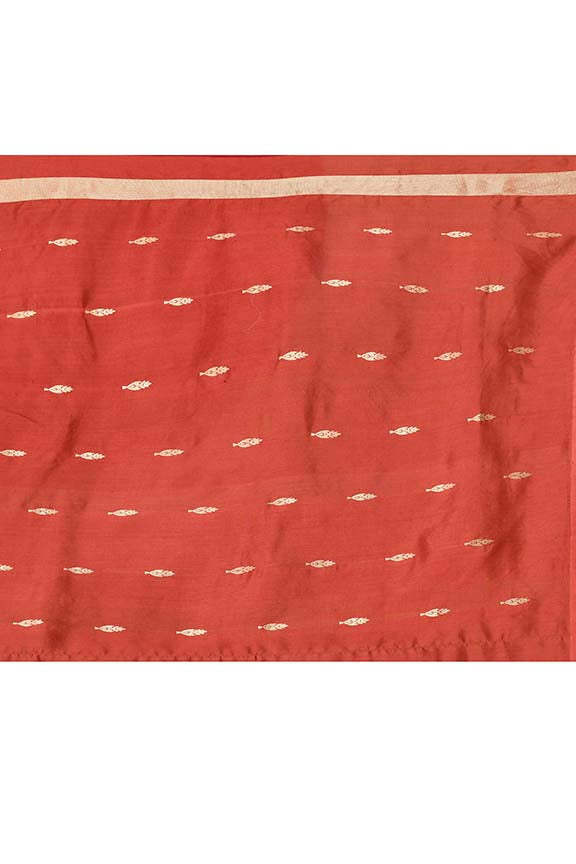 Pure handloom munga silk saree with banarasi floral pattern kadwa weaving in silver & gold zari with satin border-Maroon