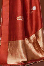 Pure handloom munga silk saree with banarasi floral pattern kadwa weaving in silver & gold zari with satin border-Maroon