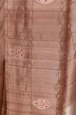 Pure tussar silk saree with checks pattern and meenakari kadwa work-Mauve