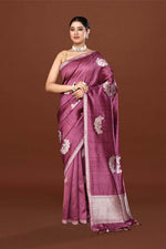 Pure handloom katan silk banarasi saree with real silver zari kadwa weaving-Mauve