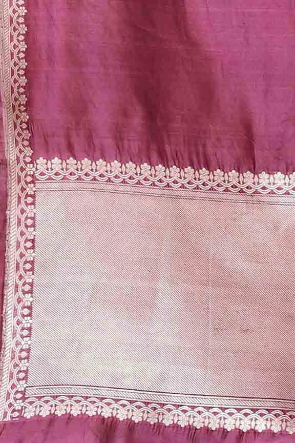 Pure handloom katan silk banarasi saree with real silver zari kadwa weaving-Mauve