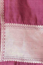 Pure handloom katan silk banarasi saree with real silver zari kadwa weaving-Mauve
