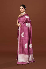 Pure handloom katan silk banarasi saree with real silver zari kadwa weaving-Mauve