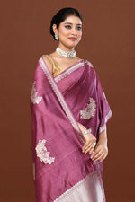 Pure handloom katan silk banarasi saree with real silver zari kadwa weaving-Mauve