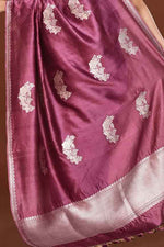 Pure handloom katan silk banarasi saree with real silver zari kadwa weaving-Mauve