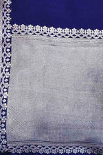 Pure handloom katan silk banarasi saree with real silver zari kadwa weaving-Electric blue