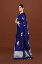 Pure handloom katan silk banarasi saree with real silver zari kadwa weaving-Electric blue