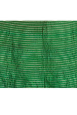 Pure handloom tussar silk saree with banarasi floral and stripes pattern kadwa weaving in gold zari-Emerald Green