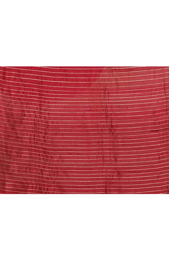 Pure handloom tussar silk saree with banarasi floral and stripes pattern kadwa weaving in gold zari-Burgundy