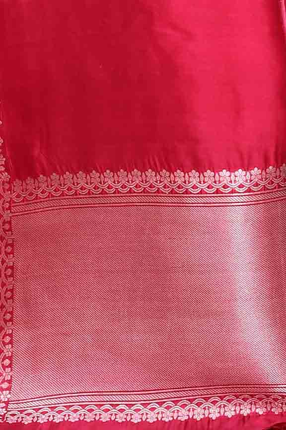 Pure handloom katan silk banarasi saree with real silver zari kadwa weaving-dark pink