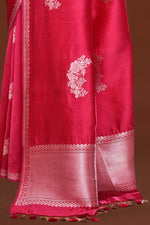 Pure handloom katan silk banarasi saree with real silver zari kadwa weaving-dark pink