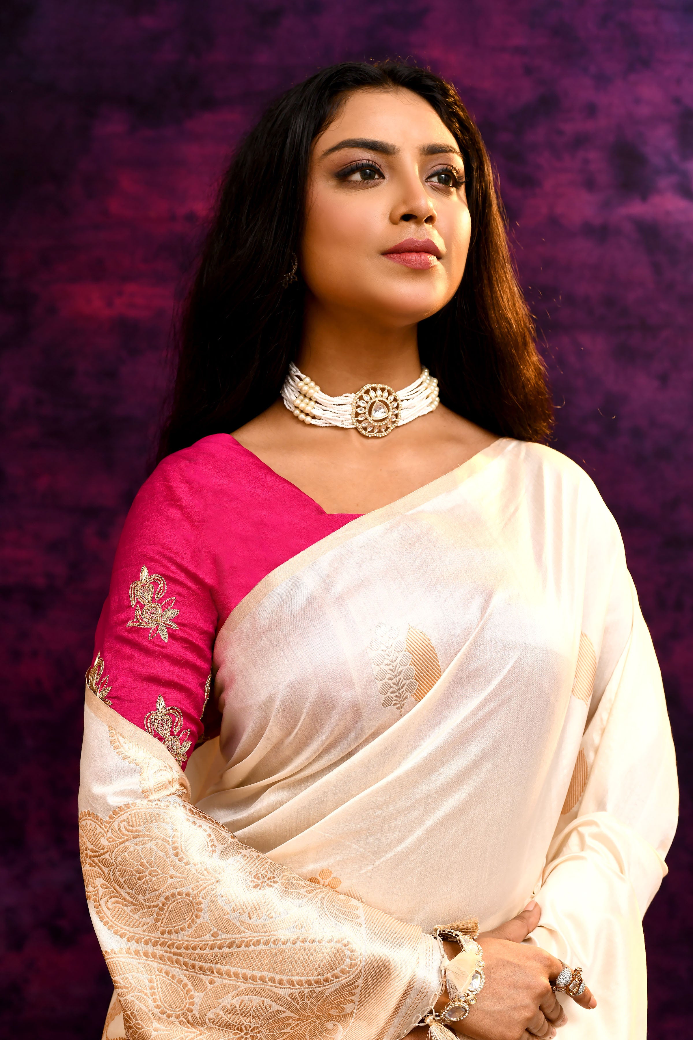 Pure Munga Silk Saree with Tree & Leaf Motifs – Off White