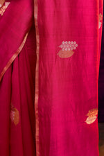 Pure Munga Silk Saree with Tree & Leaf Motifs – Rani Pink