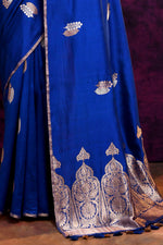 Pure Munga Silk Saree with Tree & Leaf Motifs – Royal Blue