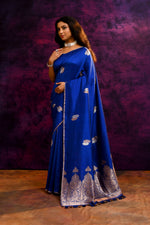 Pure Munga Silk Saree with Tree & Leaf Motifs – Royal Blue