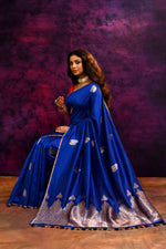 Pure Munga Silk Saree with Tree & Leaf Motifs – Royal Blue