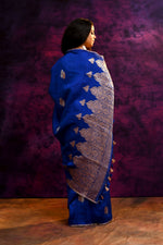 Pure Munga Silk Saree with Tree & Leaf Motifs – Royal Blue