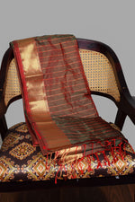 Green & Red Dual-Colour Mulberry Silk Saree