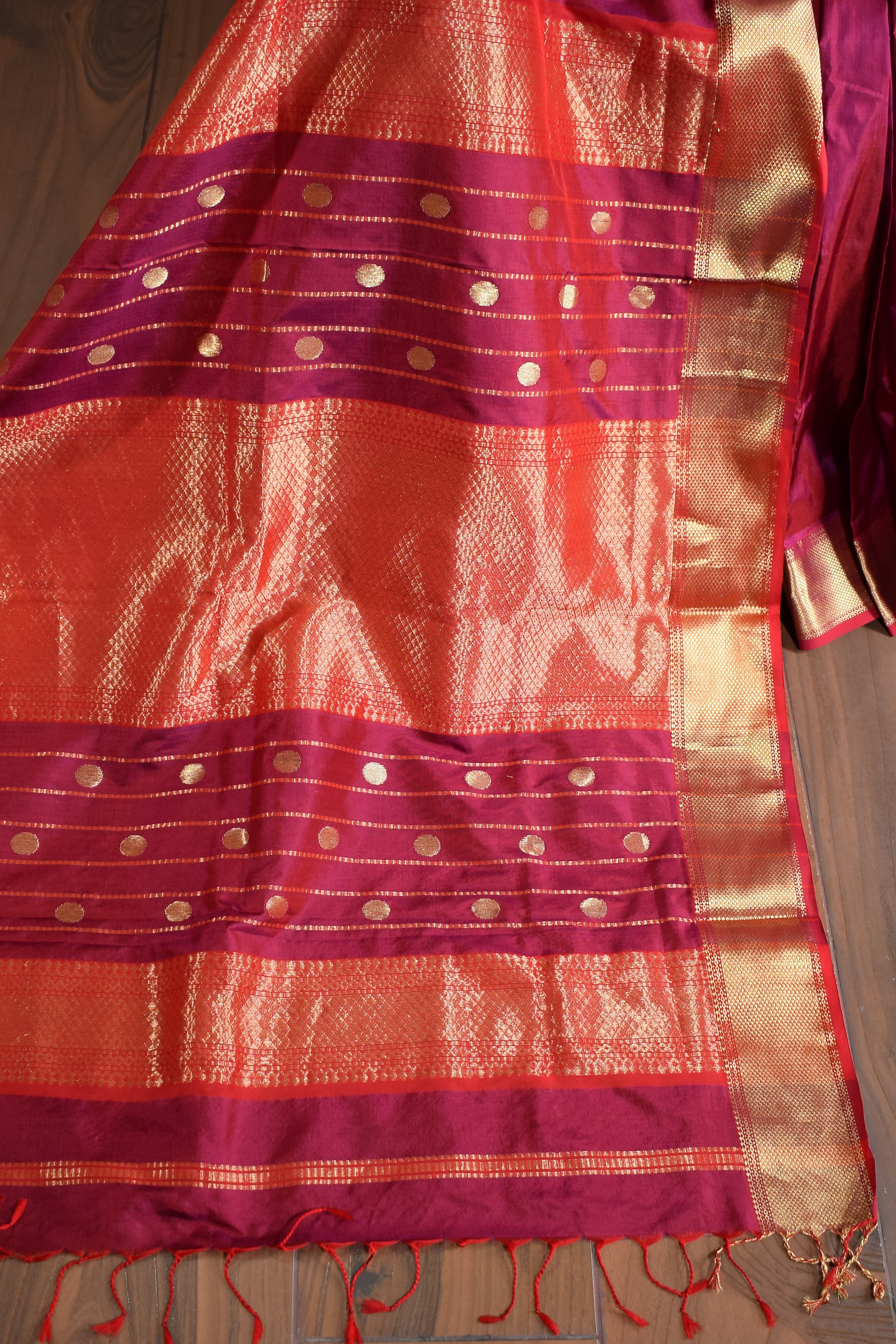 Maroon Mulberry Silk Saree