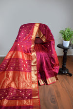 Maroon Mulberry Silk Saree