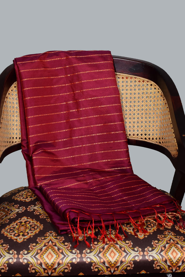 Wine Mulberry Silk Saree