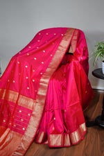 Hot Pink Mulberry Silk Saree