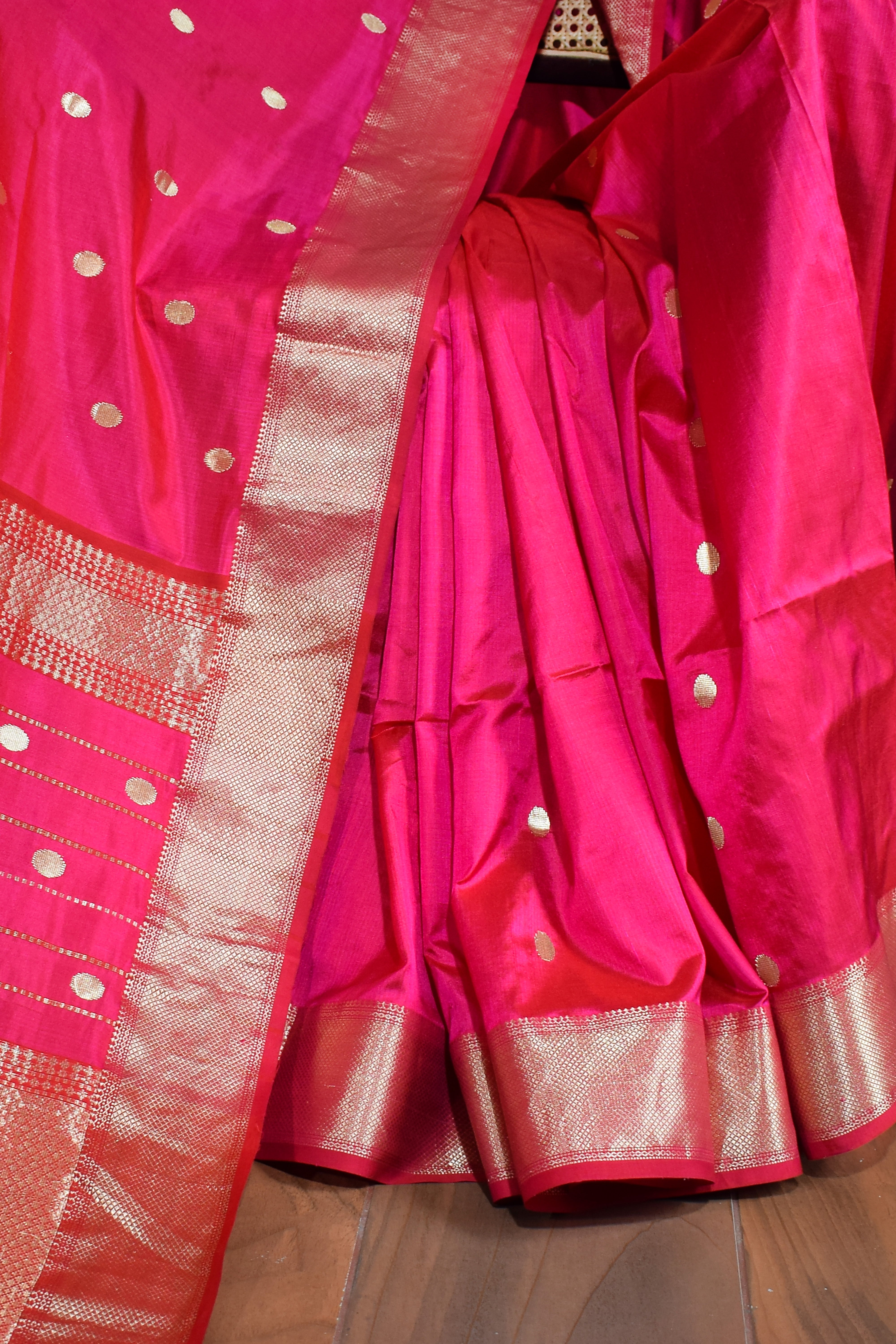 Hot Pink Mulberry Silk Saree