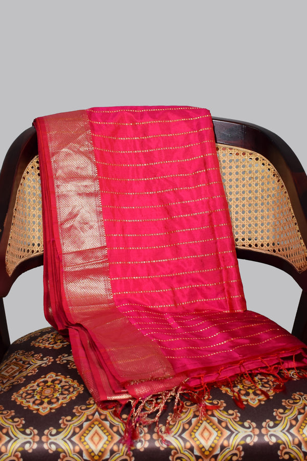 Hot Pink Mulberry Silk Saree