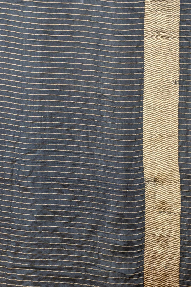 Pure Katan silk kadwa Banarasi saree with golden zari checks & floral motifs border-black