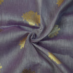 Lavender Grey Banarasi Linen Tussar Suit Set with Antique Zari Weave and Handcrafted Tassels