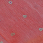 Coral Red Banarasi Linen Tussar Suit Set with Antique Zari Motifs and Hand-Tied Tassels