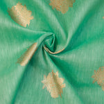 Sea Green Banarasi Linen Tussar Suit Set with Zari Buti & Ornate Border