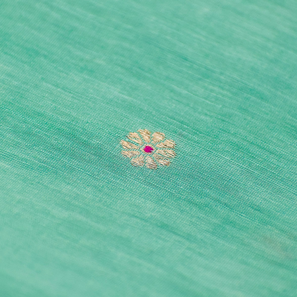 Sea Green Banarasi Linen Tussar Suit Set with Zari Buti & Ornate Border