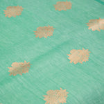 Sea Green Banarasi Linen Tussar Suit Set with Zari Buti & Ornate Border