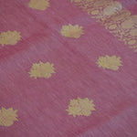 Dusty Rose Banarasi Linen Tussar Suit Set with Zari Buti & Ornate Border