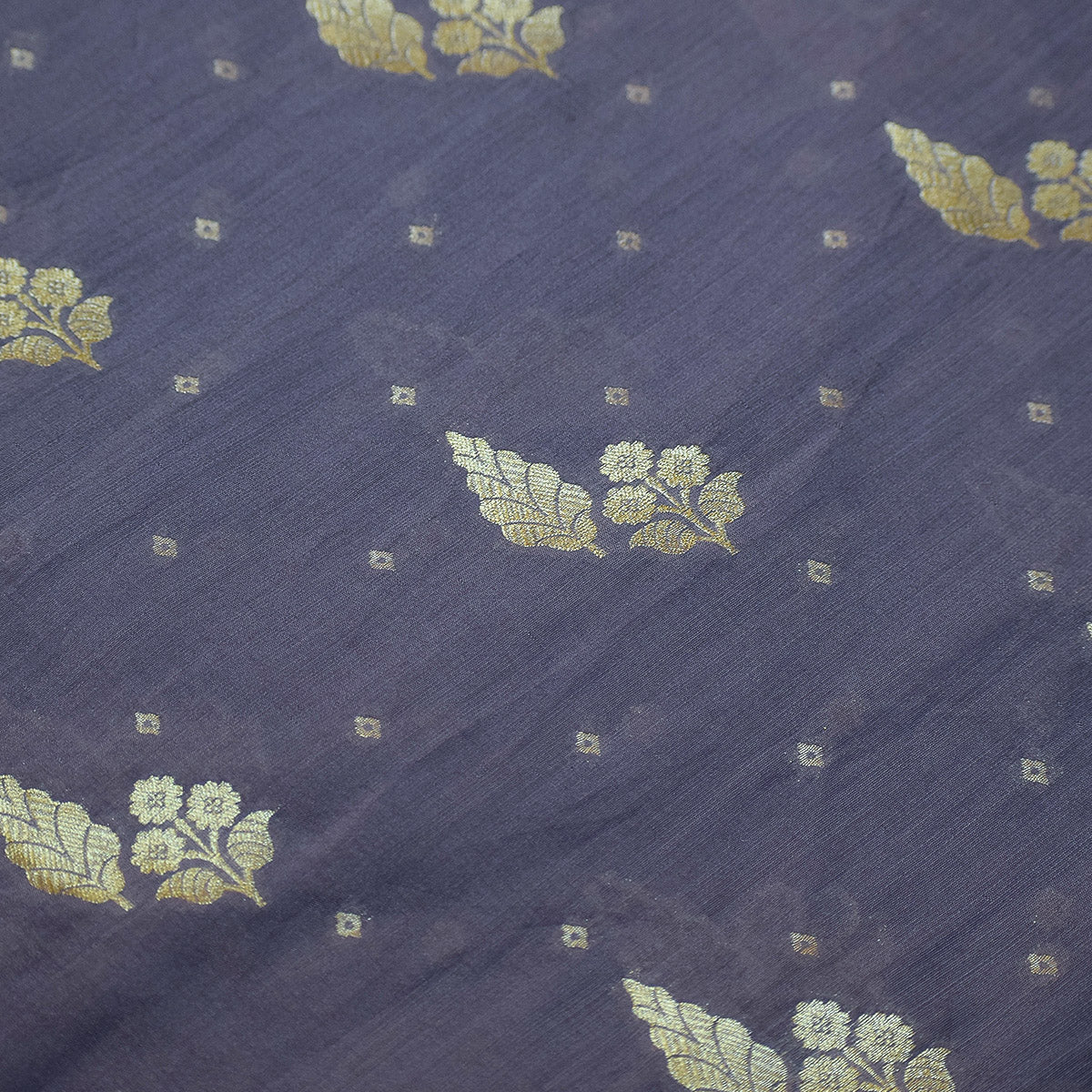 Royal Purple Handwoven Banarasi Munga Muslin Suit Set with Dual-Toned Zari Motifs – Deep Royal Purple