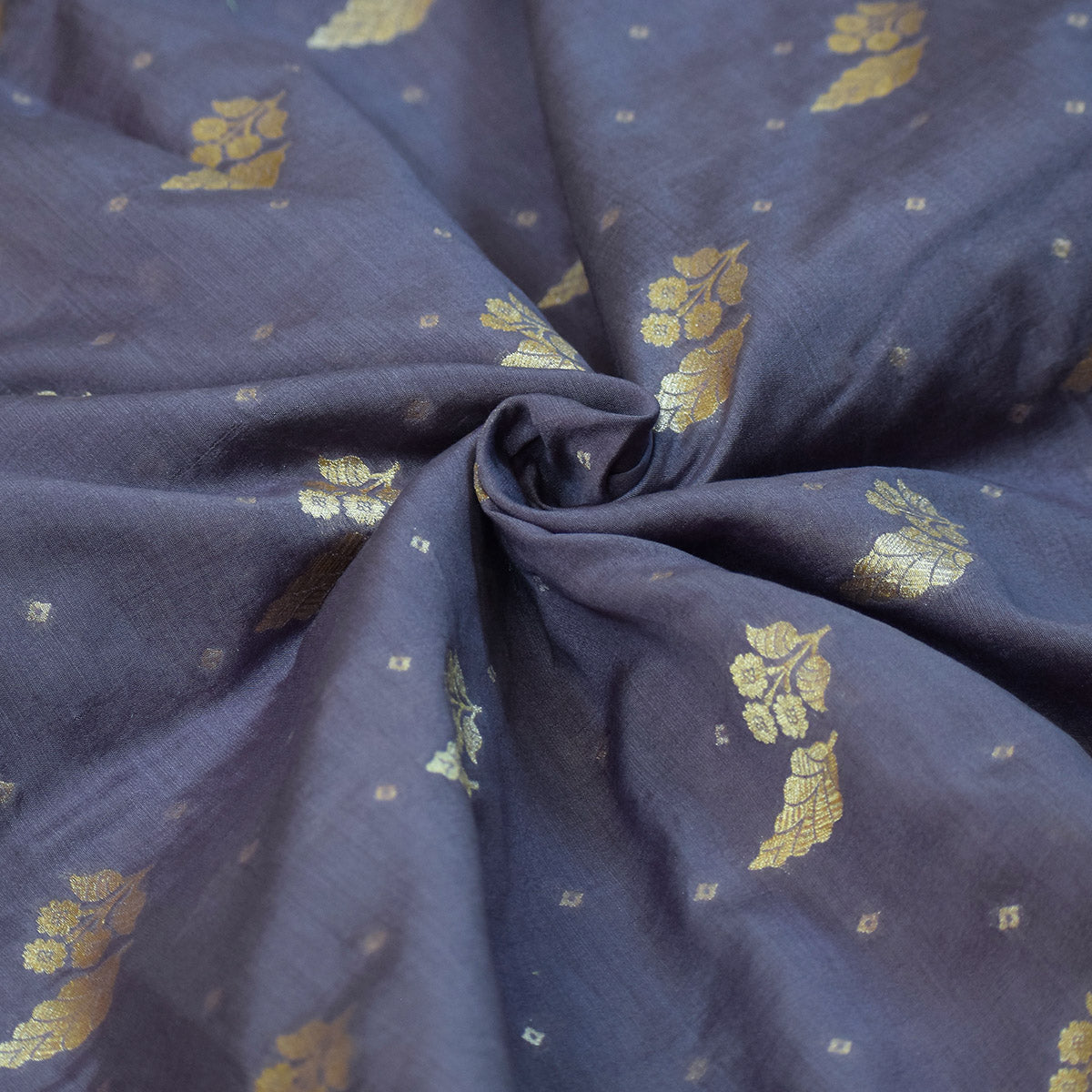 Royal Purple Handwoven Banarasi Munga Muslin Suit Set with Dual-Toned Zari Motifs – Deep Royal Purple