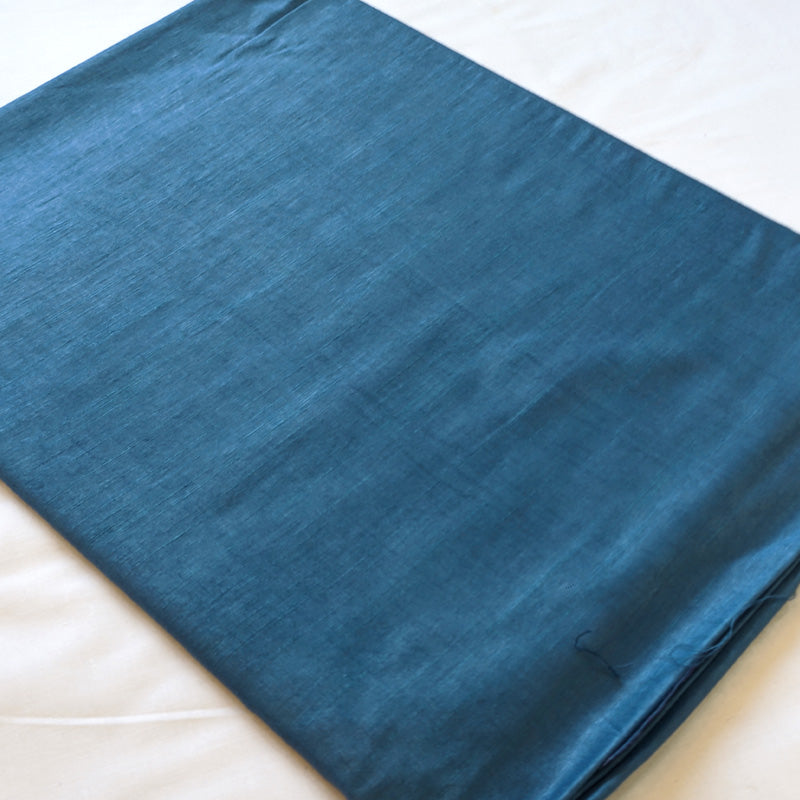 Pure tussar linen handloom unstitched kurta,bottom & dupatta set with floral embroidery-Royal blue