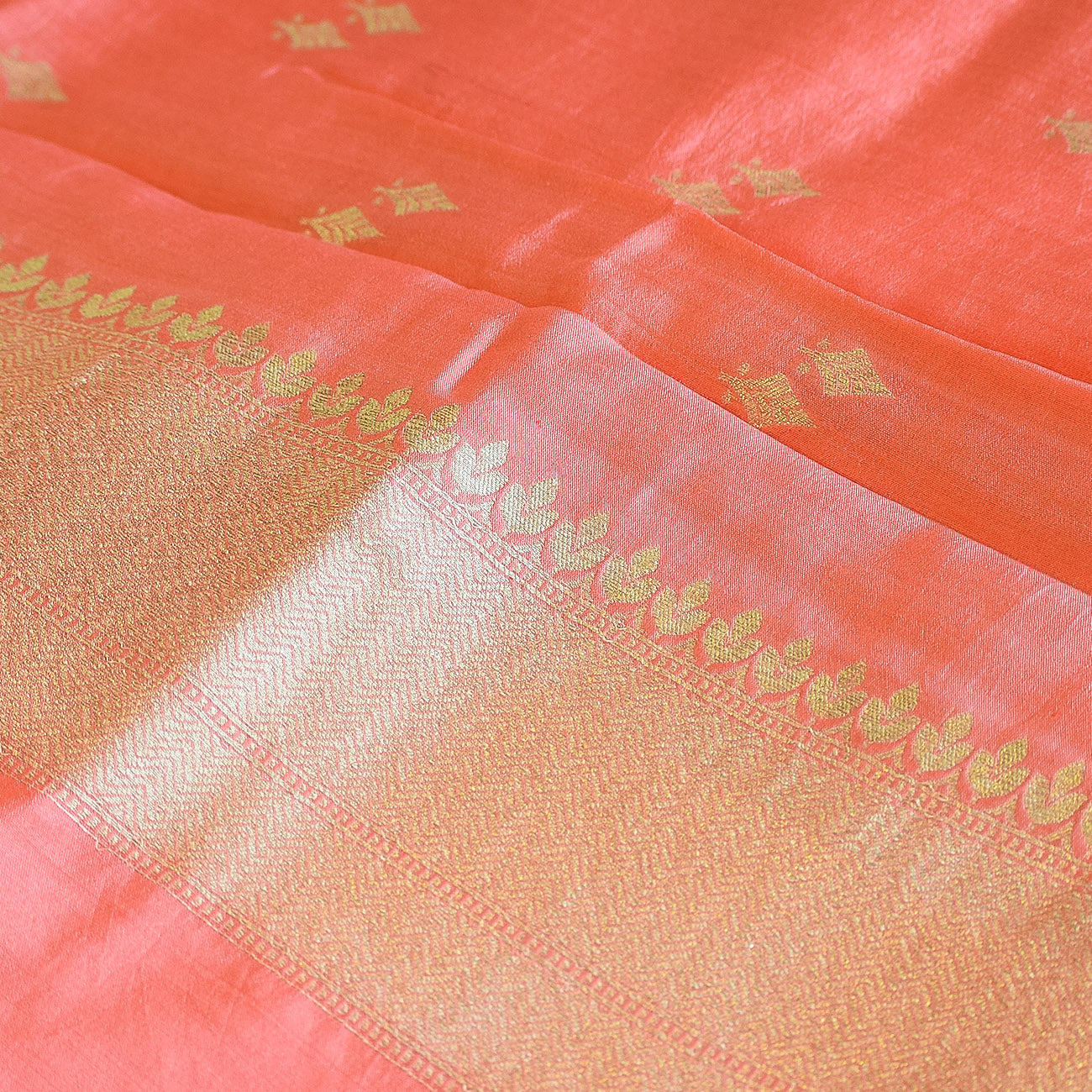 Pink Handwoven Banarasi Munga Muslin Suit Set with Zari Butis & Ornate Border