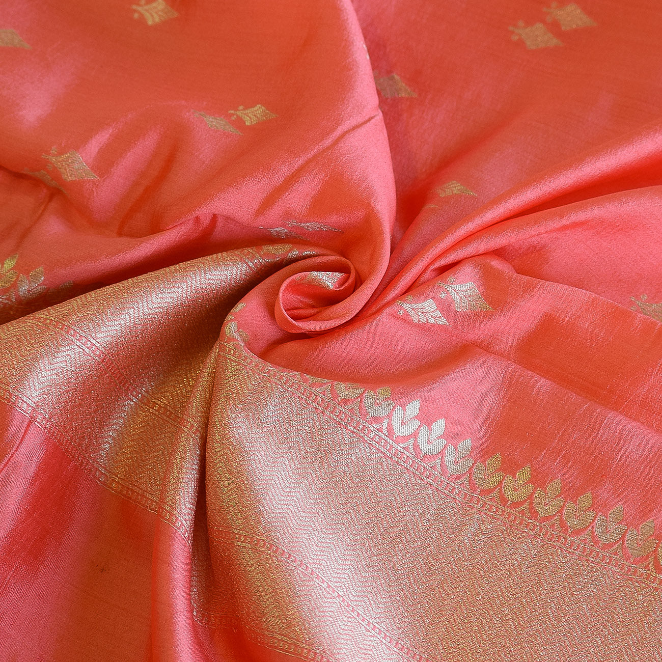 Pink Handwoven Banarasi Munga Muslin Suit Set with Zari Butis & Ornate Border