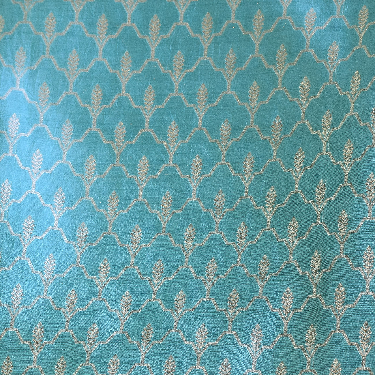 Ice Blue Handwoven Banarasi Munga Muslin Suit Set with Zari Butis & Ornate Border