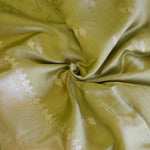 Olive Green Handwoven Banarasi Munga Muslin Suit Set with Zari Butis & Ornate Border