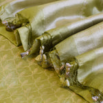 Olive Green Handwoven Banarasi Munga Muslin Suit Set with Zari Butis & Ornate Border