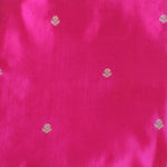 Rani Pink Handwoven Banarasi Munga Muslin Suit Set with Intricate Zari Borders & Playful Tassels