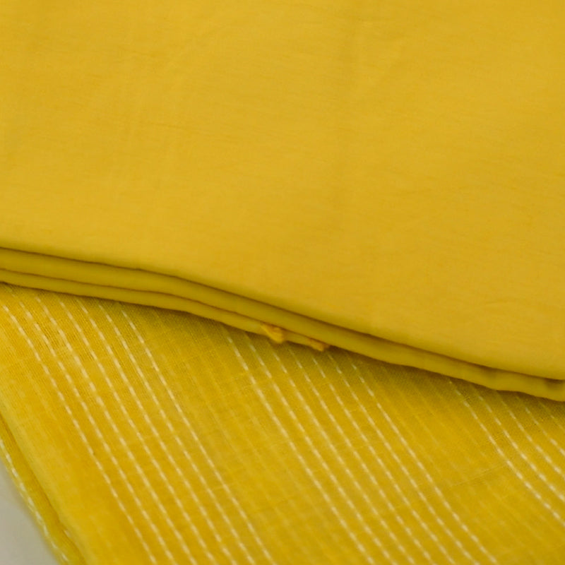 Pure linen unstitched kurta & bottom fabric- Yellow